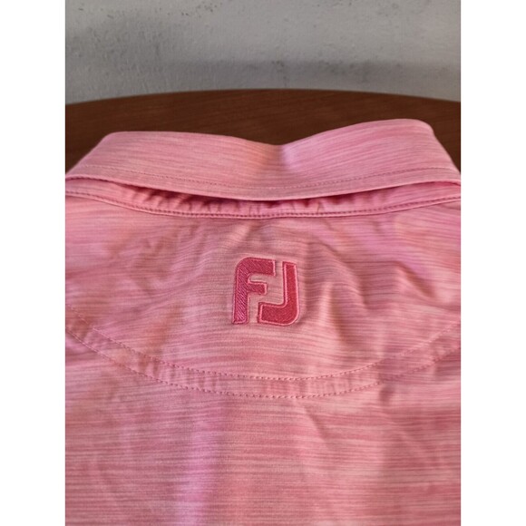 Footjoy Golf Shirt Polo Men's XL Pink Stretch Logo Short Sleeve Zebra Print - Picture 8 of 8